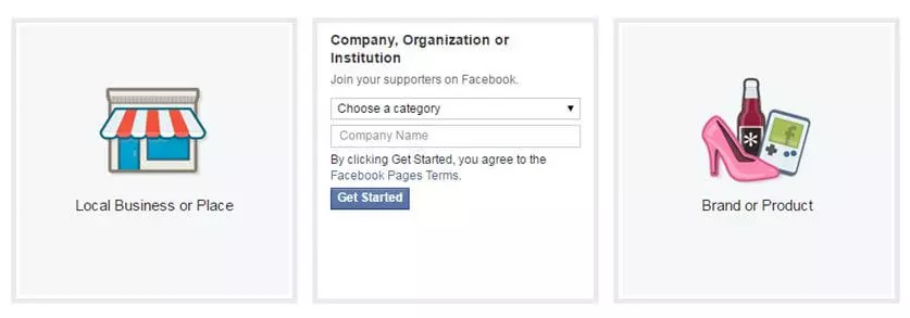 Create a page: selection of appropriate categories 