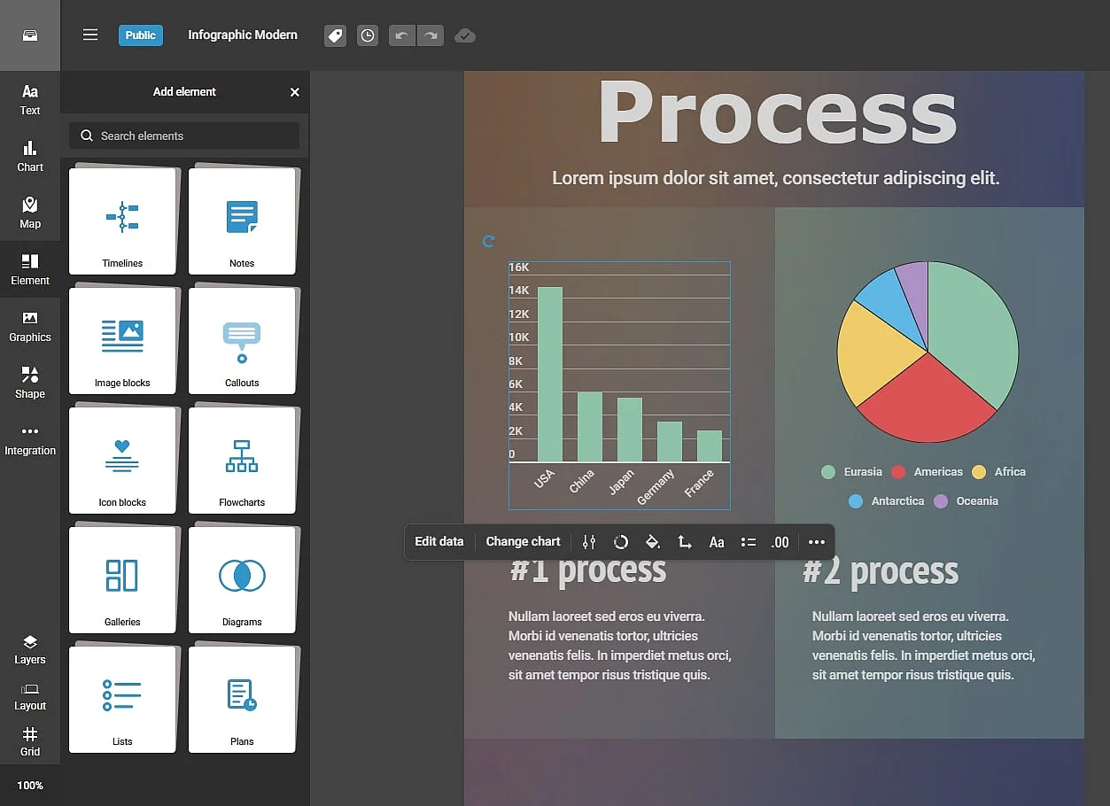 Infogram user interface Image: Infogram user interface