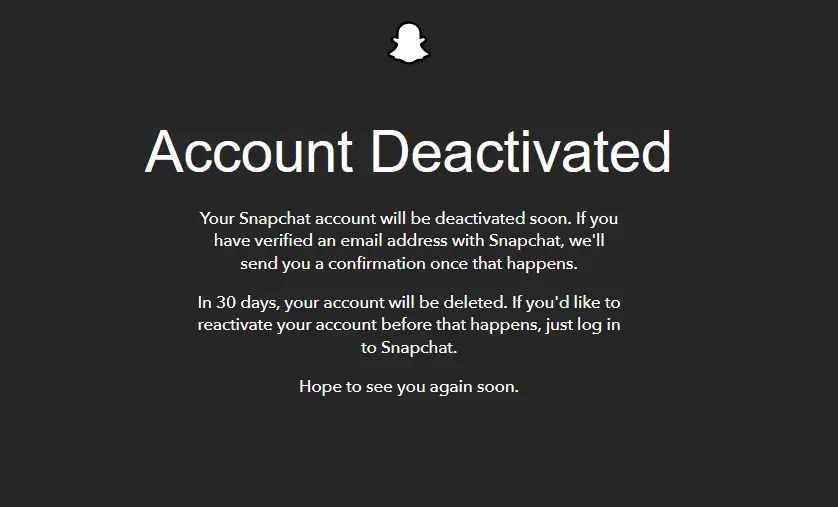 Snapchat account deactivated Image: Snapchat account deactivated
