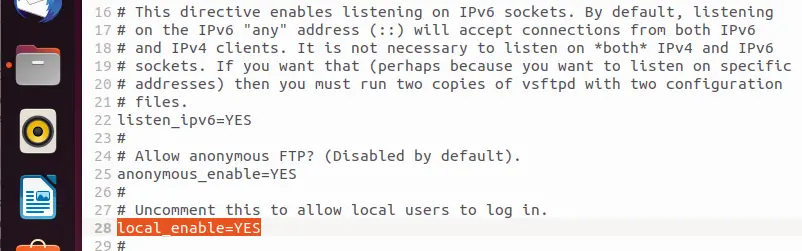 Image: Ubuntu FTP server: Configuration of local user rights