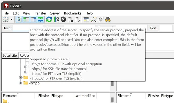 Image: FileZilla client