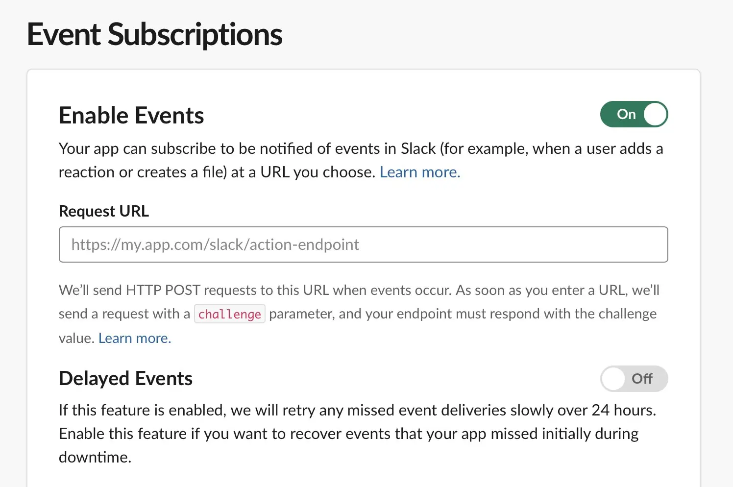 Slack: Event Subscriptions Image: Slack: Event Subscriptions