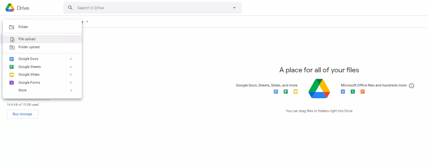 Image: File upload Google Drive