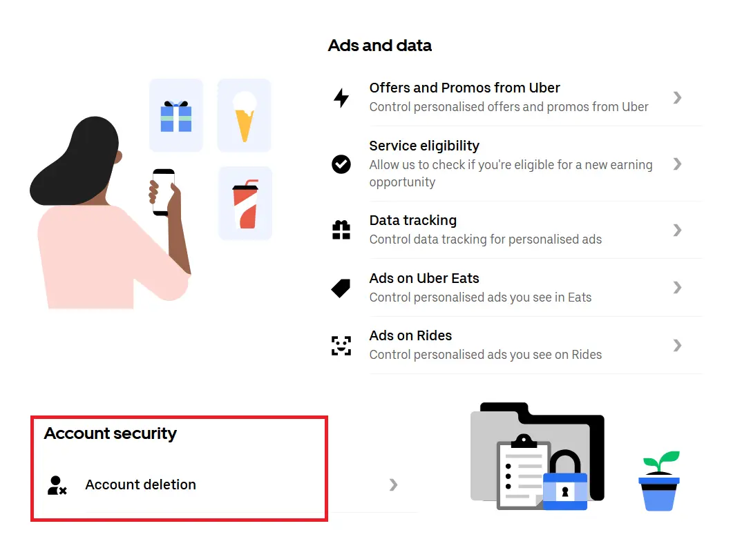 Screenshot of the Uber privacy center Image: Screenshot of the Uber privacy center