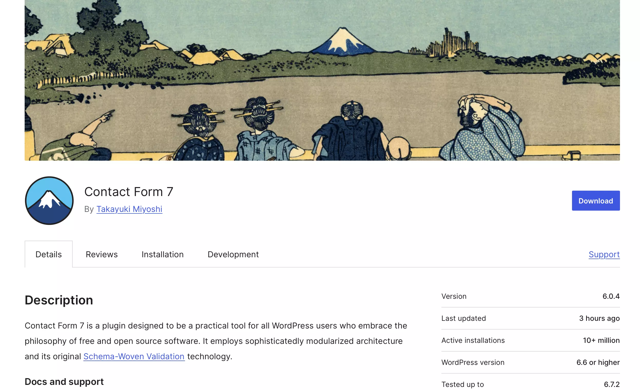 Website of Contact Form 7 in WordPress plugin directory Image: Website of Contact Form 7 in WordPress plugin directory