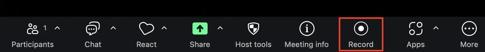 Image: Record button in the menu bar