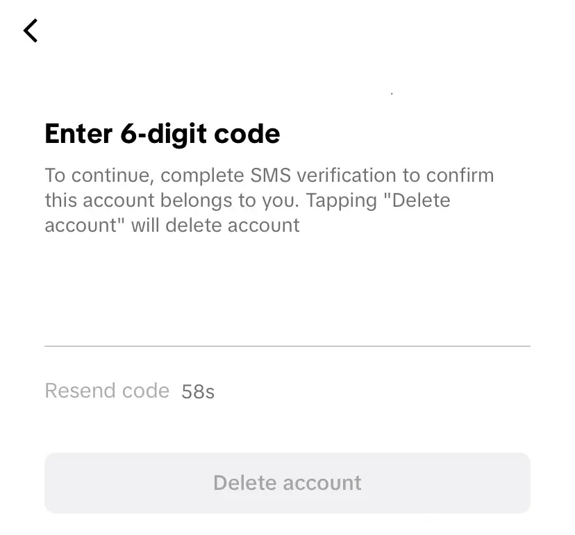 Delete TikTok: Enter the code Image: Delete TikTok: Enter the code