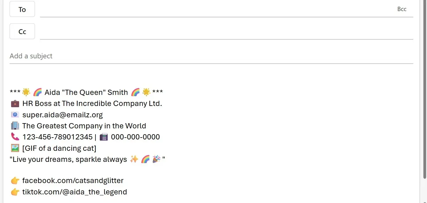 Image: Professional email signature: Example of a playful design