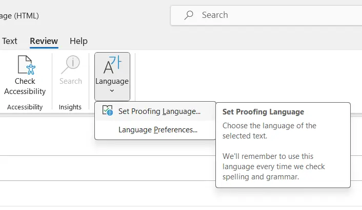 Outlook: Language settings in Mail Image: Outlook: Language settings in Mail