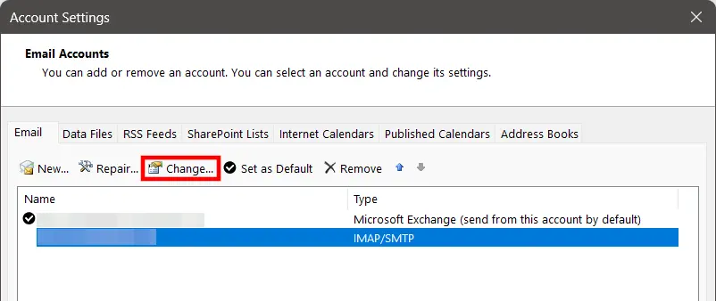 Outlook Account Settings: Overview of linked email Accounts Image: Outlook Account Settings: Overview of linked email Accounts