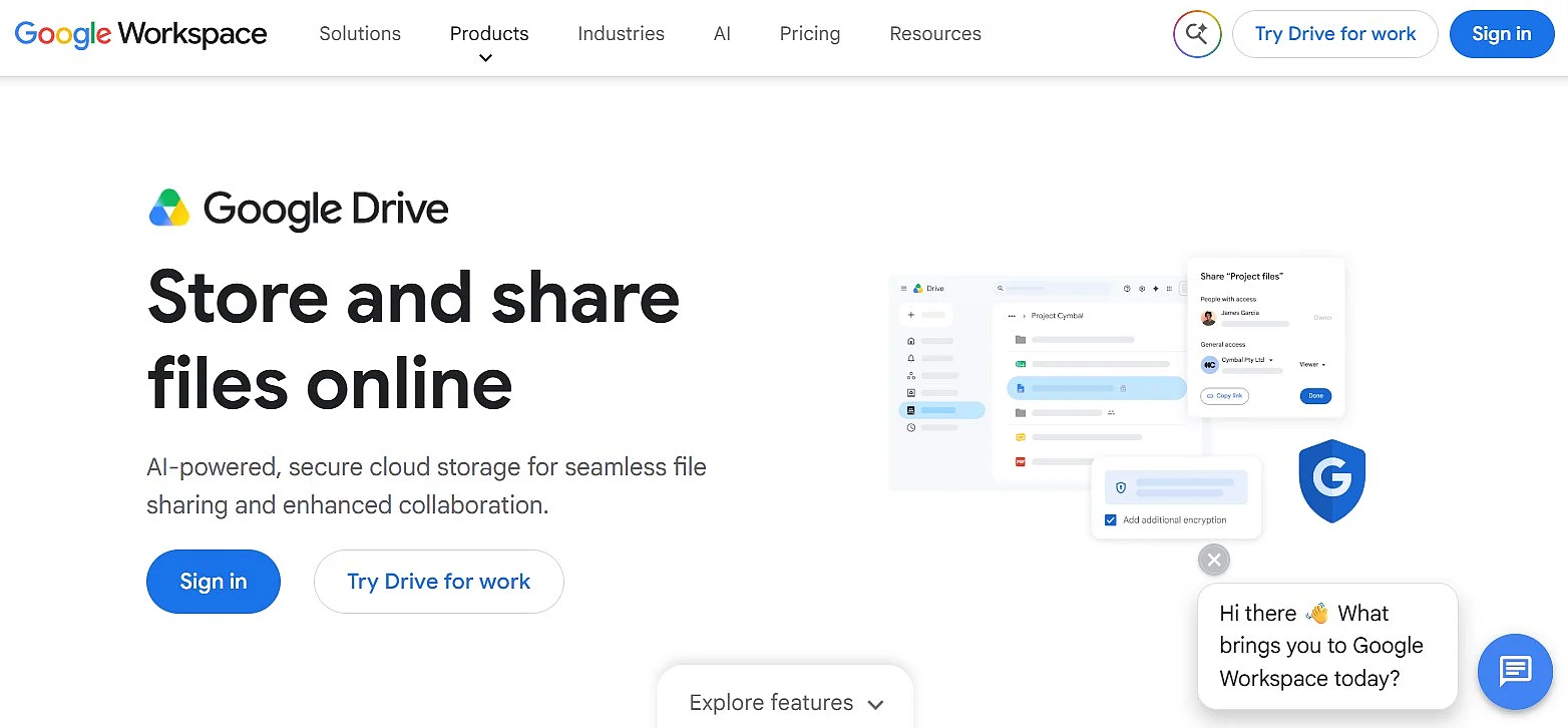 Screenshot of the Google Drive website Image: Screenshot of the Google Drive website