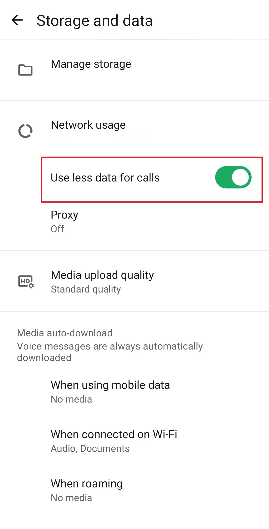 Image: WhatsApp: “Storage and data” option in settings