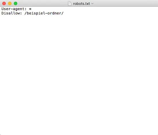 Screenshot of a robots.txt file where access to a folder is blocked Image: Screenshot of a robots.txt file where access to a folder is blocked