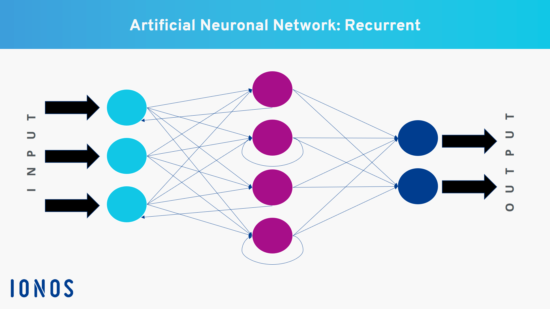 Example of an artificial neural network with recurrent looping