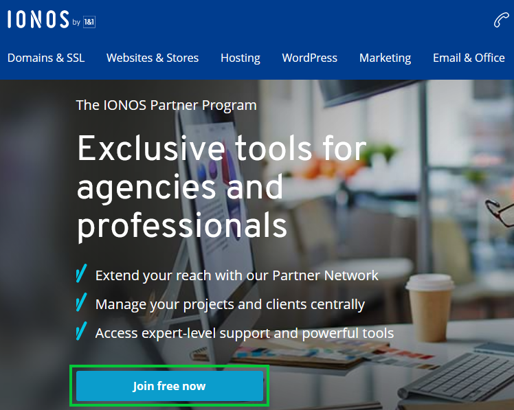IONOS Partner Program Registration page