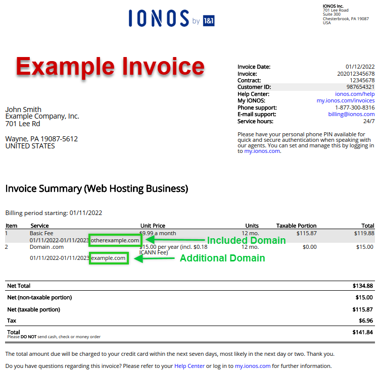 Recognizing Costs for Domains on Your Invoice IONOS Help