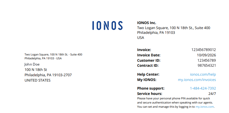 General information about the invoice is shown at the top of the document.