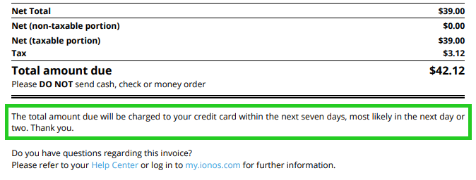 The final amount is shown on an invoice, with information about the selected payment method highlighted.