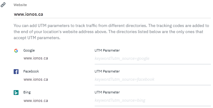 Image showing the section in List Local where UTM parameters can be entered.
