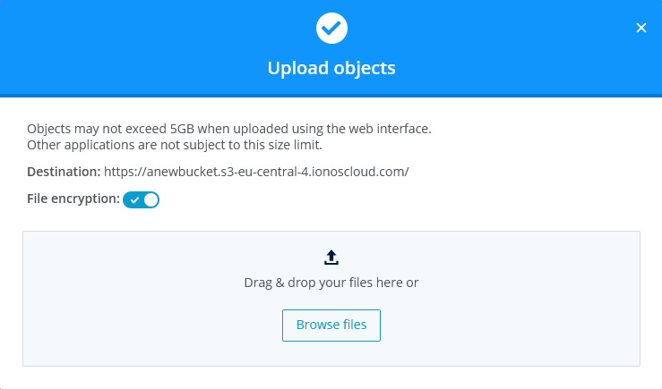 The Upload objects window.
