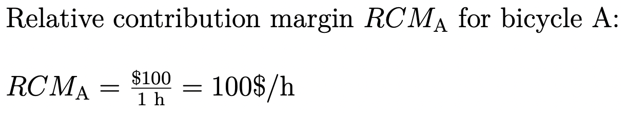 Relative contribution margin: Example Bicycle A Image: Relative contribution margin: Example Bicycle A