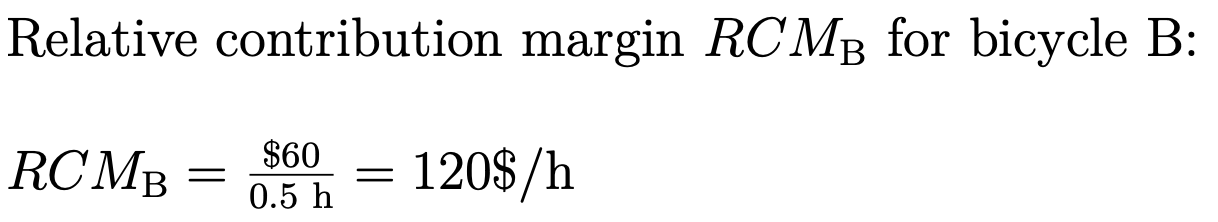Relative contribution margin: Example Bicycle B Image: Relative contribution margin: Example Bicycle B
